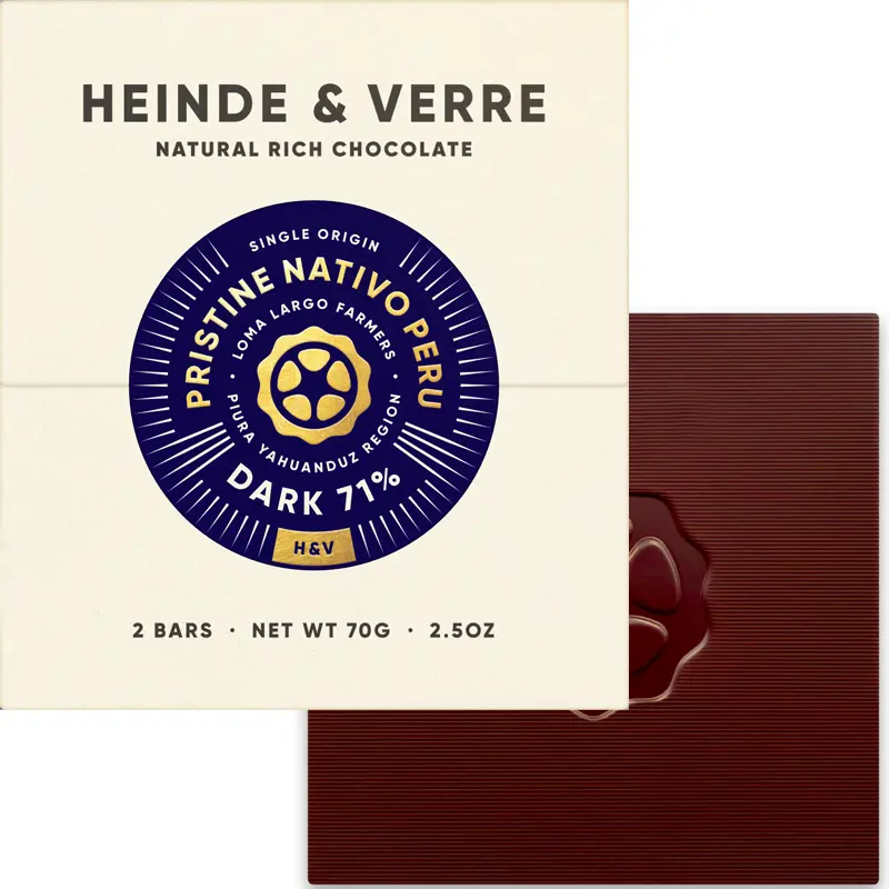 HEINDE & VERRE | Dunkle Schokolade »Pristine Nativo Peru« 71% | 70g Pristine Nativo Peru Schokolade von Heinde und Verre