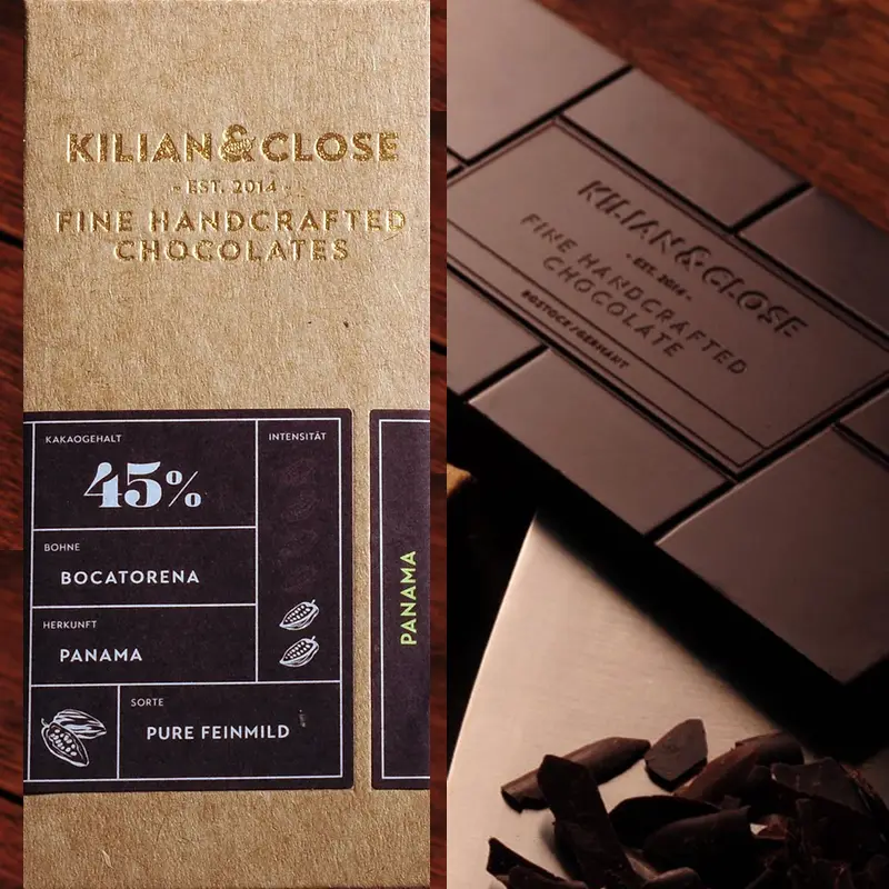 KILIAN & CLOSE | Vegane Schokolade »Pure Feinmild Panama« 45% | BIO Vegane Feinmild Schokolade von Kilian Close Waren