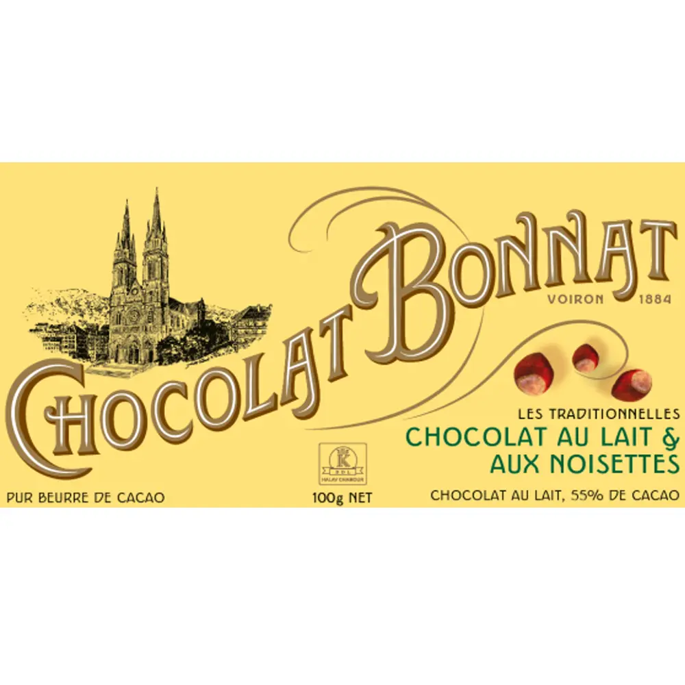 Feine Bonnat Milchschokolade mit Haselnüssen