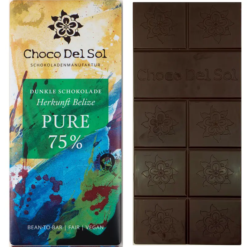 CHOCO DEL SOL | Dunkle Schokolade »PURE Belize« 75% | BIO | 58g