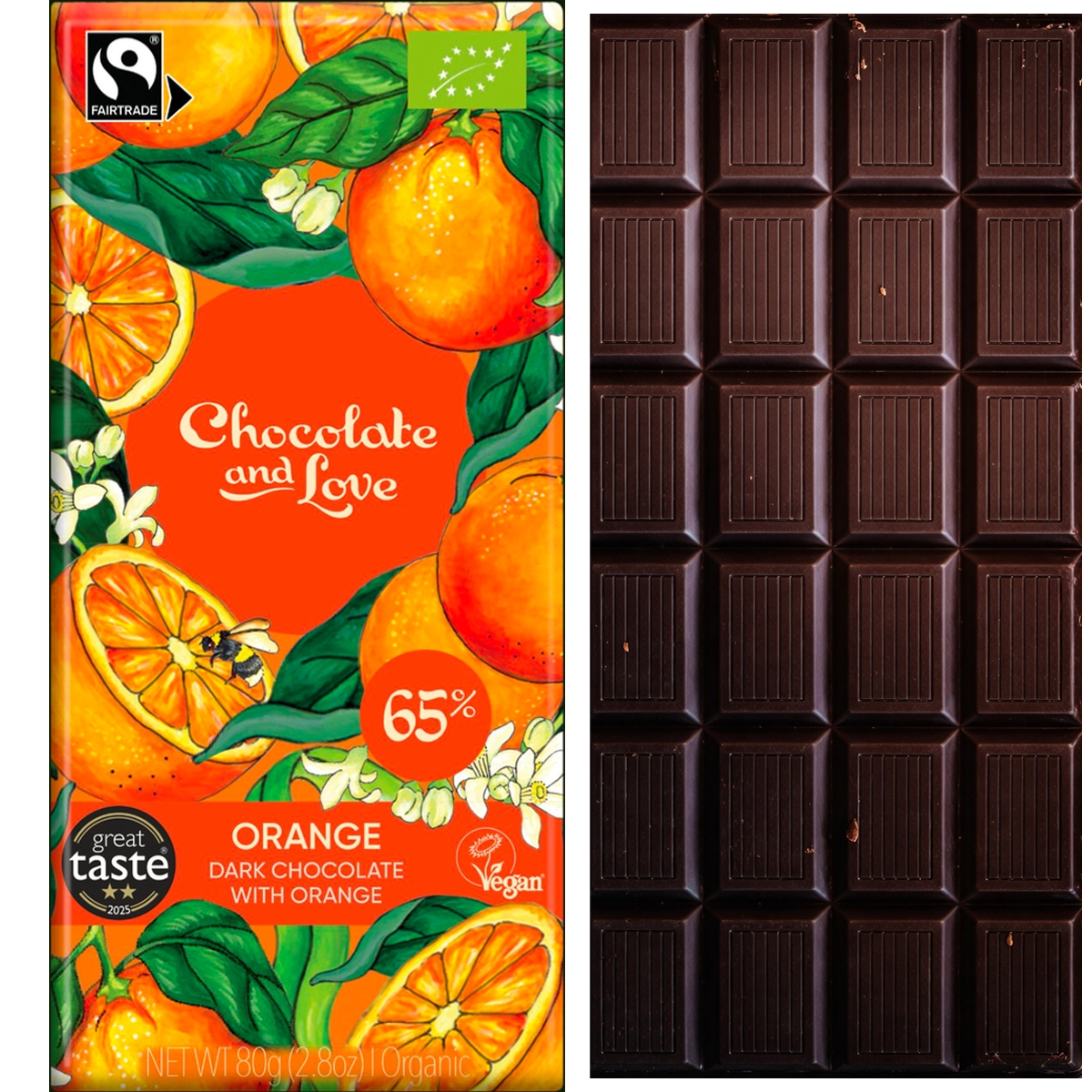 CHOCOLATE & Love Orange 65% – dunkle Schokolade aus Peru & Dominikanischer Republik