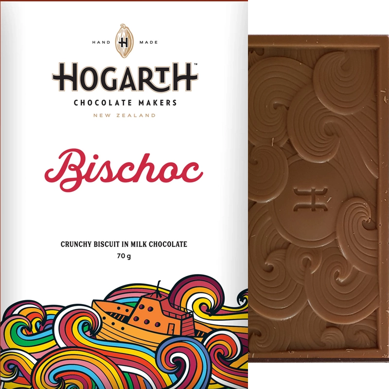 HOGARTH Bischoc 46 % – Milchschokolade mit Karamellkeks aus Ecuador, Single-Origin